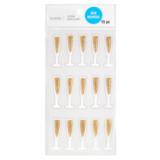 12 Packs: 15 ct. (180 total) Champagne Glass Stickers by Recollections™